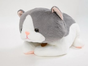 Plyšová MAČKA s detskou dekou vo vnútri, sivá