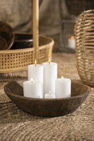 IB Laursen Biela stĺpová sviečka WHITE 6cm