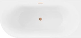 Mexen Mia, voľne stojaca rohová vaňa pravá 140 x 75 cm, biela/čierna, medený matný prepad, 52691407575P-65