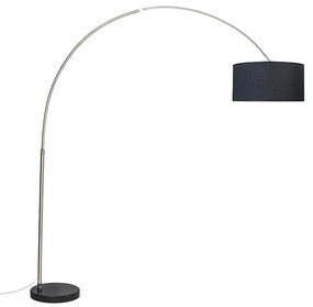 Oceľová oblúková lampa s tienidlom z látky čierna 50 cm - XXL