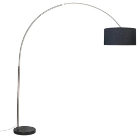 Oceľová oblúková lampa s tienidlom z látky čierna 50 cm - XXL