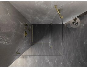 Mexen Lunar-B, sklápací sprchový kút ľavý 100 x 100 cm, 8mm číre sklo, zlatý profil, 832-100-100-50-00-L