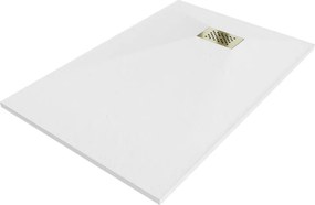 Mexen Hugo, obdĺžniková sprchová vanička SMC 110 x 70 cm, biela, zlatá krytka, 42107011-G