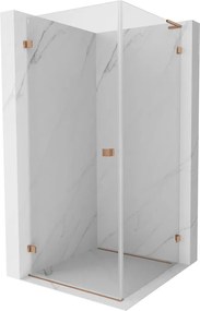 Mexen Lunar-B L sklápací sprchový kút ľavý 80 x 80 cm, číre sklo, medená matná, 832L-080-080-65-00-L