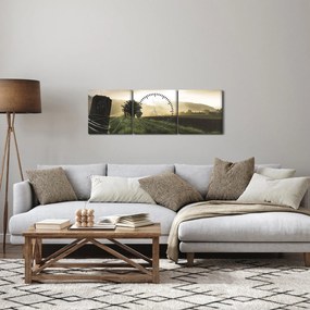 Obraz lúky (s hodinami) (90x30 cm)