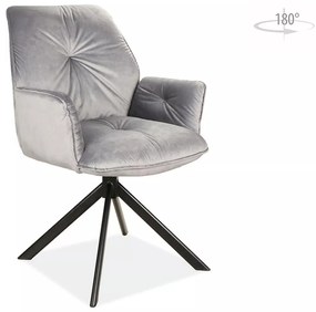 Otočné jídelní křeslo Boogie II Velvet šedé