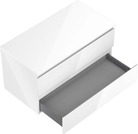 Mexen Orio, kúpeľňová skrinka 90 cm s hornou časťou, 2 zásuvky, biela lesklá, 91A10-09047-2-BFFC00