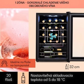 Klarstein Shiraz 20 Uno, vinotéka, 53 l, 20 fliaš, 5-18°C, dotykový ovládací panel