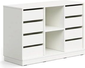 Úložná skrinka CASPER, 8 zásuviek, 2 priehradky, so soklom, biela