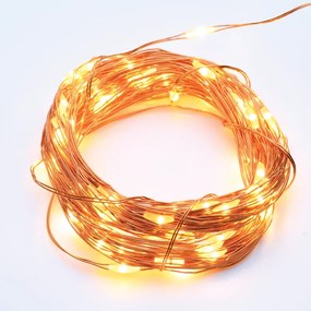ACA Lighting LED dekoračná medená girlanda, teplá biela, 3x batéria AA, 500 cm, IP20