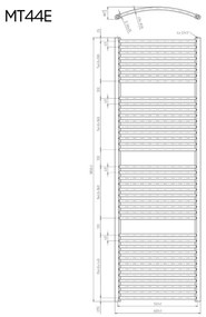 Mereo, Vykurovací rebrík oblý 450x970 mm, biely, elektrický, MER-MT31E