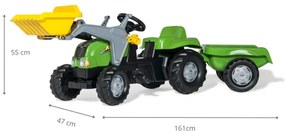 Šlapací traktor s prívesom a lyžicou Rolly Toys 023134 zelený