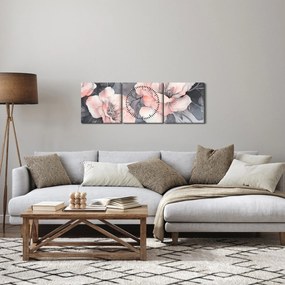 Obraz - Séria kvetov (s hodinami) (90x30 cm)