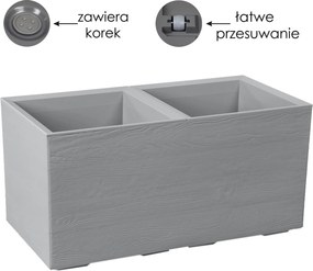 KVETINOVÝ ZÁHON KARO 800 × 400 mm, doska z recyklovaného materiálu, sivá*78923