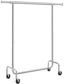Kovový stojan na šaty, s kolieskami, s vysokou nosnosťou 130 kg, strieborná farba
