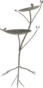 Zeleno hnedé antik kovové krmítko pre vtáčiky Birdie - 38*43*78 cm