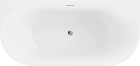 Mexen Oval, voľne stojaca nástenná vaňa 140 x 75 cm, biela, chrómový prepad, 52671407500-01