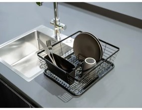 WENKO 54766100 - Odkvapávač na riad BLACK OUTDOOR KITCHEN 36x30 cm čierna/čierna