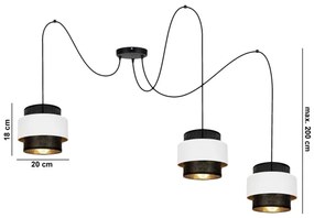Luster na lanku NESS 3xE27/60W/230V pavúk čierna/biela