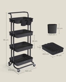 Pojazdný regál čierny BSC077BZ01