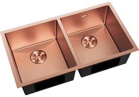 Mexen Binox, 2-komorový nerezový drez 800 x 450 mm, brúsená meď, 6421802000-65