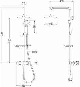 Mexen KT67 sprchový set s termostatickou batériou Kai, chrómová, 771506793-00