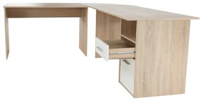 Kondela Rohový PC stôl, dub sonoma/biela, MAURUS NEW MA11