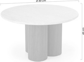 Okrúhly konferenčný stolík Massia 80 cm do obývačky - travertín / orech