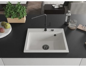 Mexen Oscar, 1-komorový granitový drez 580x490x205 mm, biela, 6519581000-20-B