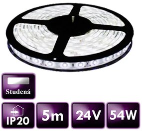 ECOLIGHT LED pásik - SMD 2835 - 5 m - 60 LED/m - 10,8 W/m - 24V - IP20 - studená biela