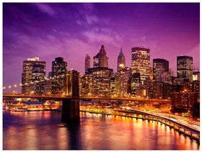 Artgeist Fototapeta - Manhattan and Brooklyn Bridge by night Veľkosť: 245x193, Verzia: Samolepiaca