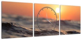 Obraz morskej vlnky (s hodinami) (90x30 cm)