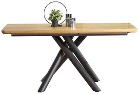 Rozkladací jedálenský stôl Derrick - dub prírodný / čierna