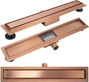 Rea Neox, nerezový sprchový odtokový žľab 50cm, 2v1, medená matná, REA-G4896