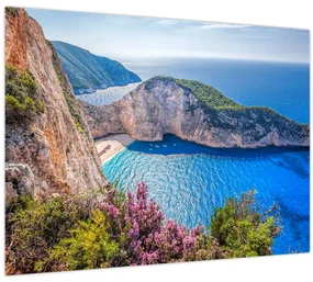 Sklenený obraz - Pláž Navagio, Grécko (70x50 cm)