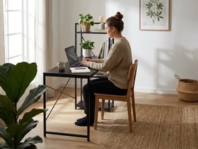 Písací stôl s regálom LOFTY 120x60 cm, čierny