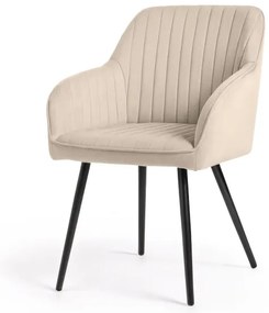 Sada dvoch jedálenských stoličiek FLORENCE zamatové, béžové / čierne nohy (2 ks)