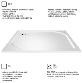 Mereo Mereo, Kora Lite sprchový set: sprchovací kút 90x90x185cm, chróm ALU, sklo číre, 90 cm, vanička, sifón, MER-CK34123ZM