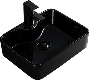 BPS-koupelny Keramické umývadlo na dosku HYD-EE-BL-480 48x37 cm, čierne lesklé