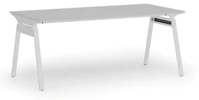 Kancelársky stôl PRIMO SIGMA, 1800 x 900 mm, biela podnož, sivá