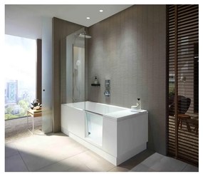 Duravit Shower + Bath - Vaňa so sprchovým kútom do pravého rohu rohu s panelom a nohami, 170x75 cm, zrkadlové sklo, D 700404000100000