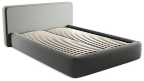 Sivá čalúnená dvojlôžková posteľ s úložným priestorom s roštom 140x200 cm Kiana – Makamii