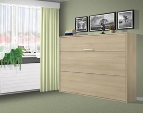 Nabytekmorava Sklápacia posteľ VS1056, 200x120cm farba lamina: buk/biele dvere, Varianta dverí: lesklé