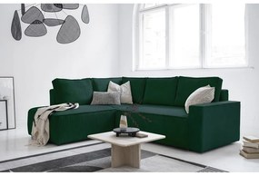 Tmavozelená menčestrová rozkladacia rohová pohovka (ľavý roh) Brave Dave – Miuform