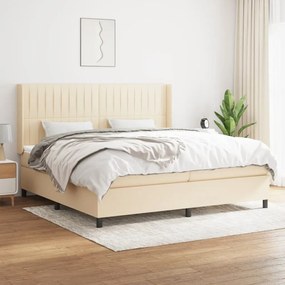 Boxspring posteľ s matracom krémová 200x200 cm látka 3131622