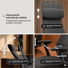 Kreslo kancelárske čalúnené riaditeľské sivé: COMMAND