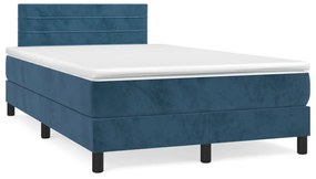Boxspring posteľ s matracom a LED, tmavomodrá 120x190 cm, zamat 3270163