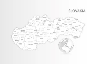 Tapeta podrobná mapa Slovenska v čiernobielom prevedení