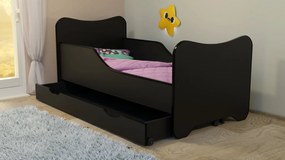 TOP BEDS Detská posteľ Happy Kitty 160x80 so zásuvkou čierna