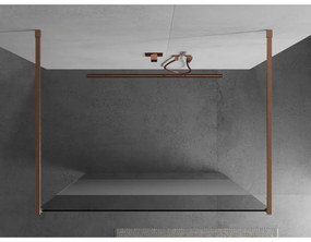 Mexen Kioto, sprchová zástena Walk-In 130 x 200 cm, 8mm číre sklo-námraza, medený matný profil, 800-130-002-65-35